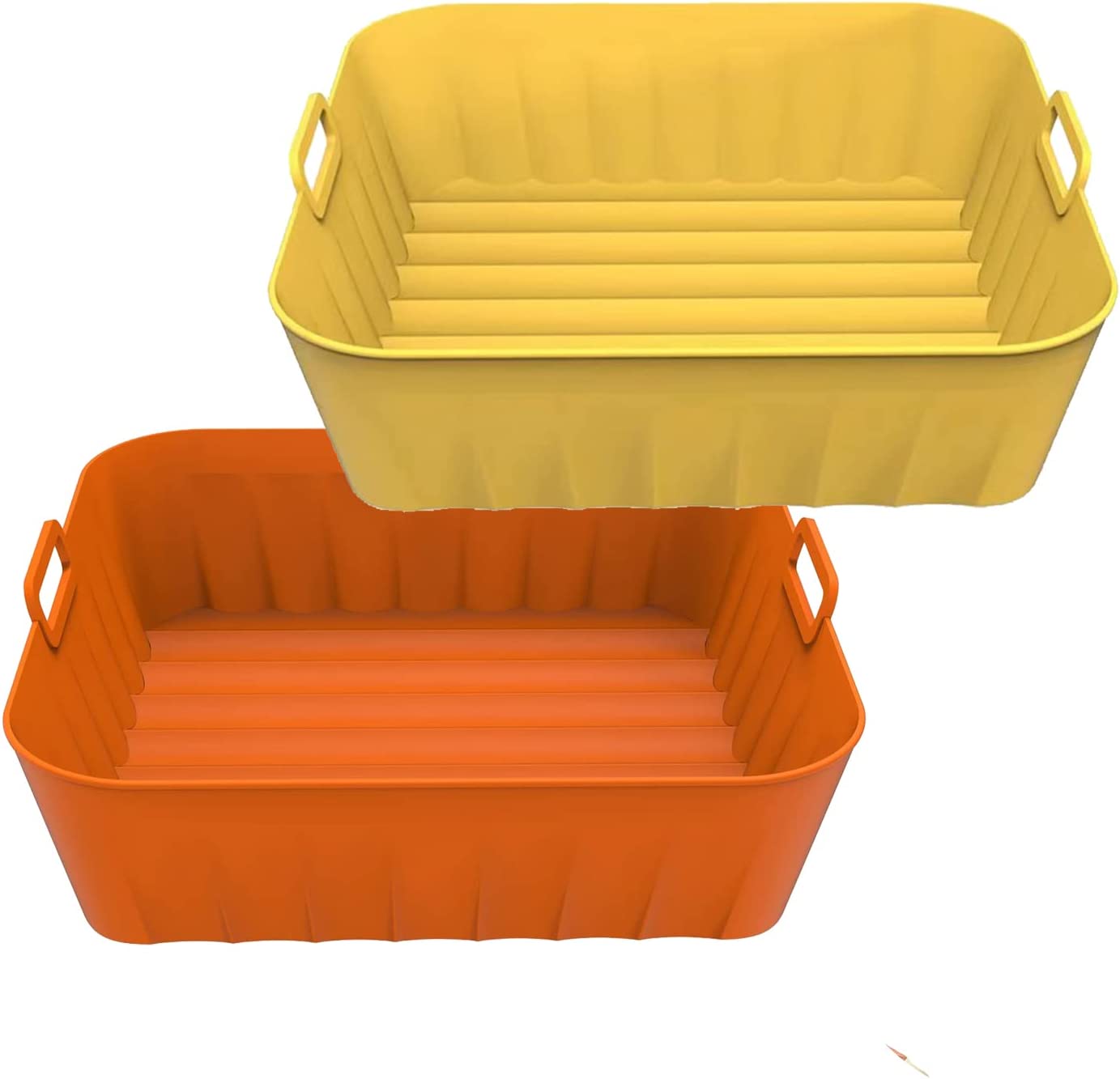 Jinsinto Air Fryer Silicone 2 Pieces Air Fryer Accessory Silicone Fryer Basket Silicone Pot for Airfryer, Microwave, Cake Pan, Steamer(21 x 18 x 6cm)