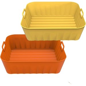 Jinsinto Air Fryer Silicone 2 Pieces Air Fryer Accessory Silicone Fryer Basket Silicone Pot for Airfryer, Microwave, Cake Pan, Steamer(21 x 18 x 6cm)