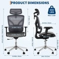 thumbnail image 2 of Twister.CK Ergonomic High Back Mesh Office Chair, Adjustable Armrest, Lumbar Support & Headrest, Slide Seat & Tilt Lock, Rolling Computer Desk Chair for Home Office, Gray, 2 of 7