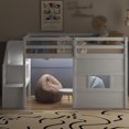 thumbnail image 3 of Twin Size Loft Bed with Storage Staircase and Window, With LED Light, White, 3 of 11