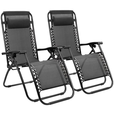 Homall Patio Foldable Zero Gravity Chair, Textilene Fabric Adjustable Outdoor Recliner,Portable Lounge Chair, Pack of 2, Black