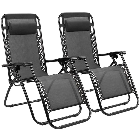 Homall Patio Foldable Zero Gravity Chair, Textilene Fabric Adjustable Outdoor Recliner,Portable Lounge Chair, Pack of 2, Black