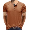 thumbnail image 1 of BOBOGOJP T-Shirts pour Hommes Manches Courtes Décontracté Uni Imprimé Henley (Rouge,G), 1 of 4