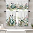 thumbnail image 1 of Botanical Kitchen Curtains Herbs and Wildflowers Window Curtains Valance and Tier Set 36 Inch, Spring Rod Pocket Short Tier Curtain for Bathroom, Floral Small Cafe Curtains for Kitchen Decor, 1 of 1