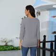 thumbnail image 4 of CHUANK Blouses pour Femmes T-shirts Unis Manches 3/4 Col Rond Hauts d'Été Décontractés, 4 of 9