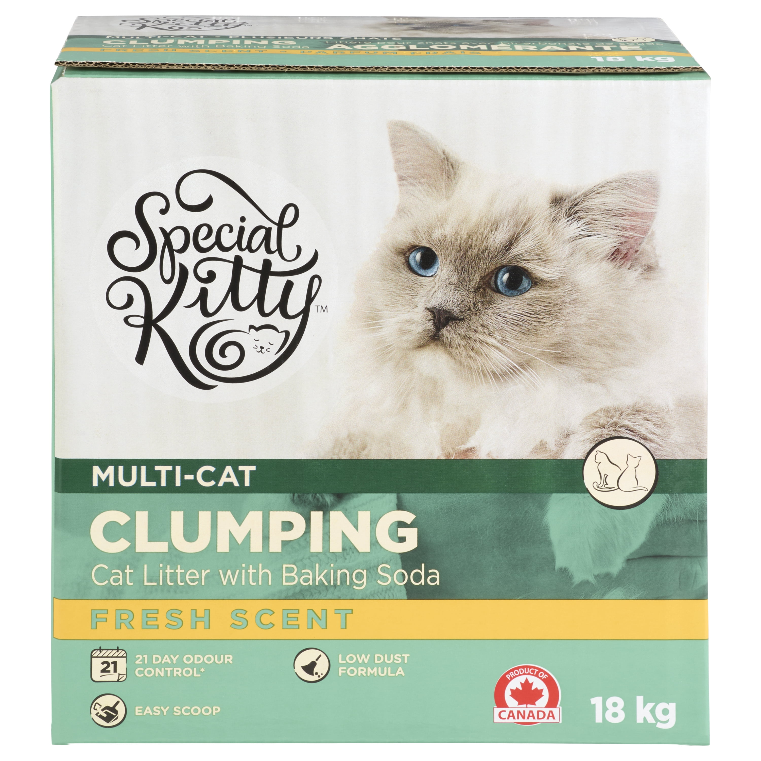 Special Kitty Litière Agglomérante pour Chats Parfumée avec Bicarbonate de Soude 18kg