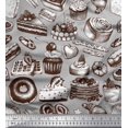 thumbnail image 1 of Soimoi Moss Georgette Fabric Cupcake,Donut & Cookies Food Print Fabric by Yard 42 Inch Wide, 1 of 3
