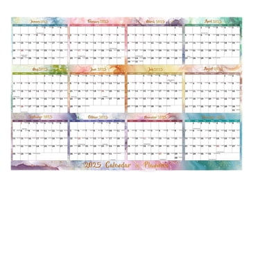 Yhmxh 2025 Planificateur,Calendrier 2025,Calendrier Mural 2025, 2025-2026 Grand Calendrier Mural Anglais Effaçable Double Face Horaire avec Ruban Double Face 3 ml un Calendrier