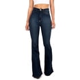 thumbnail image 1 of XZNGL Womens High Waist Pocket Wide Leg Jeans Flared Skinny Button Trousers, 1 of 4