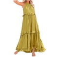 thumbnail image 2 of Plus Size Dresses Sleeveless Maxi Dress Casual Flowy Ruffle Elegant Solid Maxi Dress Yellow XL, 2 of 5