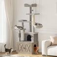 thumbnail image 3 of Kojooin 2-in-1 Cat Tree with Hidden Litter Box Enclosure, Multi-Level Cat Tower with Scratching Post, Hammock and Condo, 3 of 8