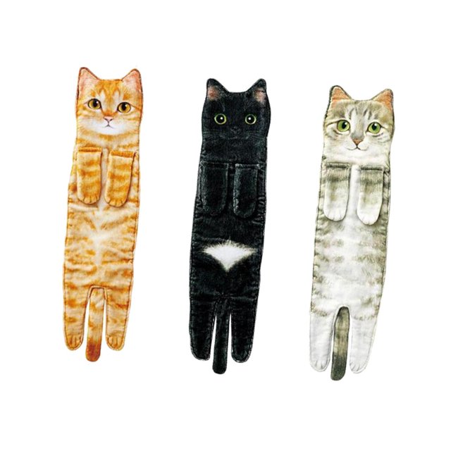 GUOOL 3 pieces Cat Funny Hand Towels Decorative Drying Towel Bathroom Drying Hands F