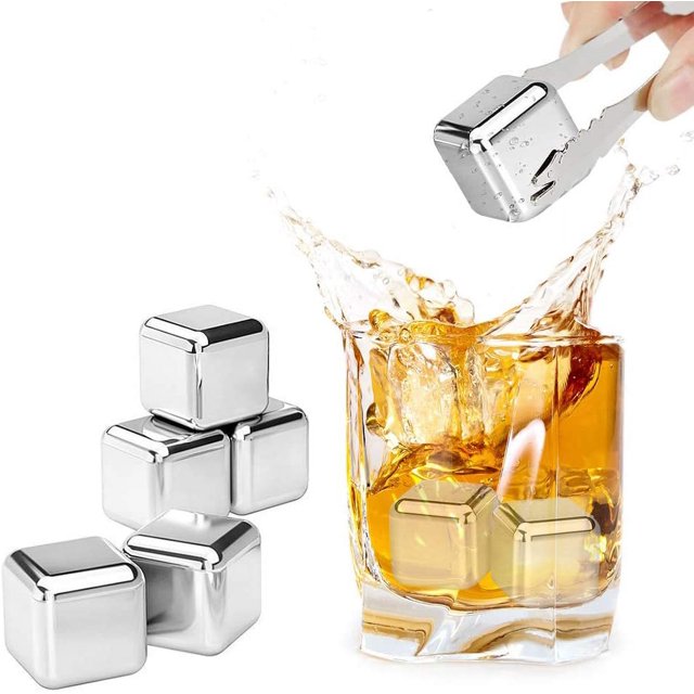Stainless Steel Ice Cubes, Durable Reusable Chilling Stones for Whiskey Wine