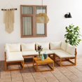 thumbnail image 1 of vidaXL 7 Piece Garden Lounge Set with Cushion Cream Solid Acacia Wood, 1 of 5