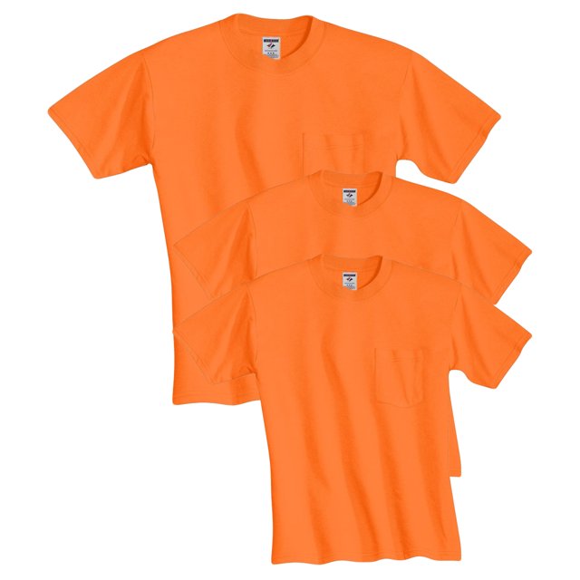 Mens White Adult Short-Sleeve Pocket T-Shirts, Pack of 3