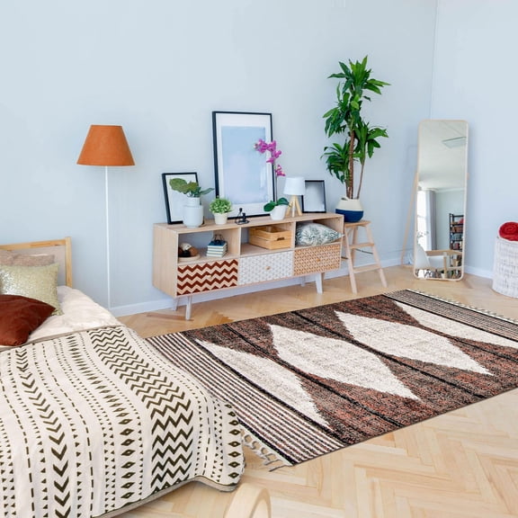 ECARPET Southwestern Rug for Hallway, Kitchen Losange Collection