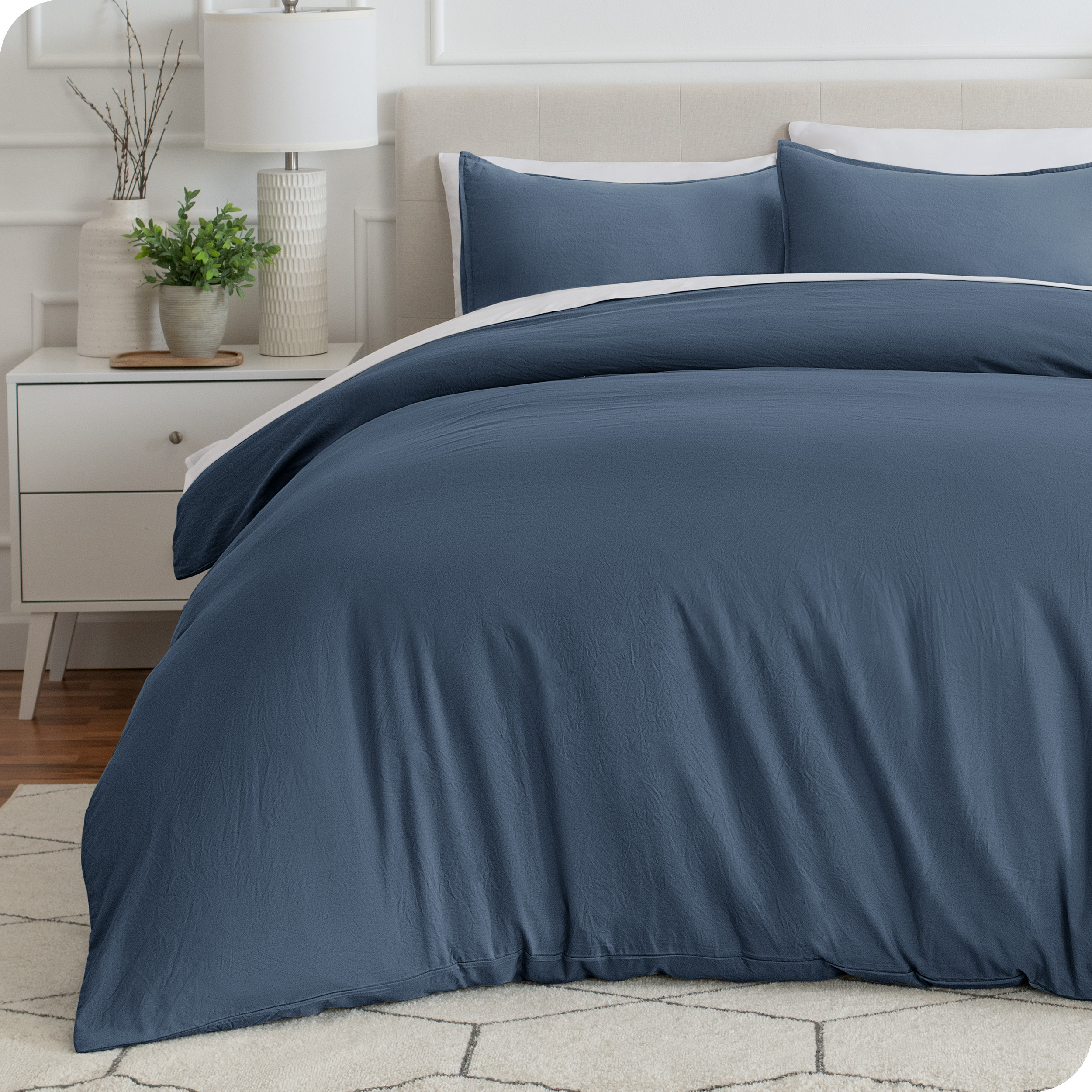 Bare Home Housse de Couette Sablée - Ultra Douce - Premium 1800 Collection - Ensemble 3 Pcs - Très Grand, Bering Sea