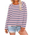 thumbnail image 1 of Womens Tops Striped Crewneck Long Sleeve Color Block Tshirts Fall Casual Loose Comfy Blouse, 1 of 5
