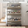 thumbnail image 3 of Vabches Shoe Storage Cabinet with 3 Flip Drawers & Metal Legs for Entryway, Narrow Shoe Rack Cabinet, Beige, 3 of 7