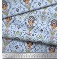 thumbnail image 2 of Soimoi Cotton Duck Fabric Floral & Ogee Damask Print Sewing Fabric Yard 42 Inch Wide, 2 of 4