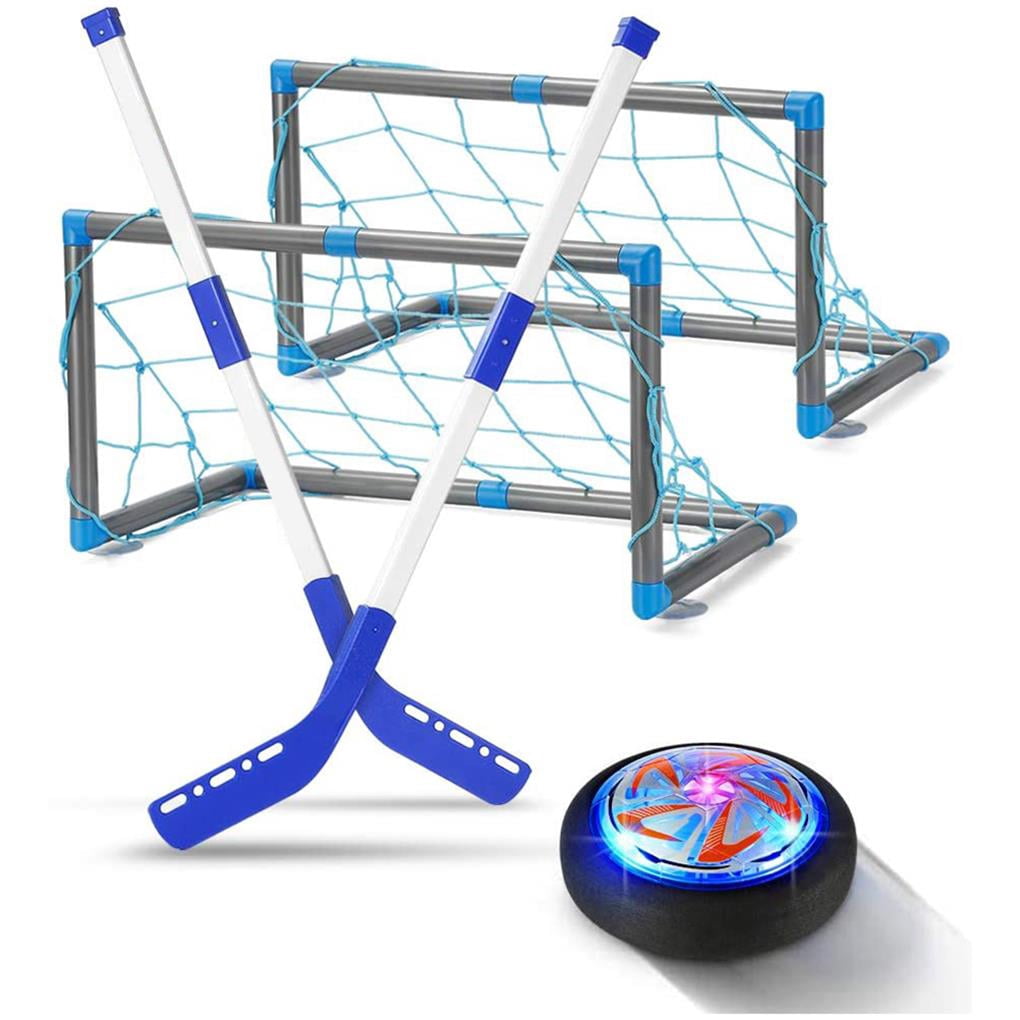 ZheElen Rechargeable Ice Hockey Stick Set with LED Light Suspension Ball 2 Goals Kids Training Toy