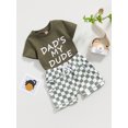thumbnail image 3 of Faithtur Vêtements d'Été pour Garçons Ensemble 2 Pcs T-Shirts à Manches Courtes Col Rond Imprimé Lettre et Shorts à Damier, 3 of 9