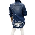 thumbnail image 3 of LUXUR Women Distressed Denim Trucker Jackets Hole Fall Jean Jacket Navy Blue 2XL, 3 of 7