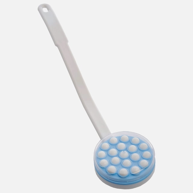 Applicateur de Lotion à Longue Portée en Lin, Accessoire de Bain avec Manche Courbé de 15,75 Po et 19 Boules Rotatives pour une application Uniforme et un massage Doux. Idéal pour Appliquer Écran Solaire, Savons, Hydratants et gels sur les Zones Difficiles d'Accès. Comprend une Housse Hermétique pour Empêcher la Lotion de Se Dessécher.