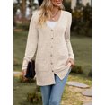 thumbnail image 3 of Diconna Women Fashion V-Neck Cardigan Solid Color Rib Long Sleeve Sweater Button-Down Fall Casual Soft Knit Coat, 3 of 7