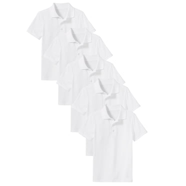 Lot de 5 Polos T-Shirts Sans Étiquette d'Uniforme Scolaire pour Petits Garçons et Grands Garçons