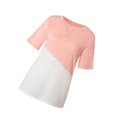 thumbnail image 3 of T-shirt pour Femme à Blocs de Couleur, Manches Courtes, Haut, Chemise Fille, Blouse à Col Rond Court, Rose, M, 3 of 6