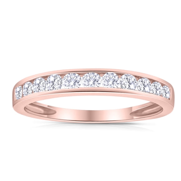 1/2 Carat TW Women's Diamond Channel Wedding Band in 10k Rose Gold (G-H Color, I1-I2 Clarity)