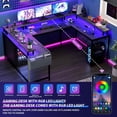 thumbnail image 3 of U Shaped Desk, 126 Inch Gaming Desk with Monitor Stand and LED Lights, Reversible Shaped Large Computer Desk with Power Outlets, Large Corner Office Desk with Storage Bag and Hooks, 3 of 6