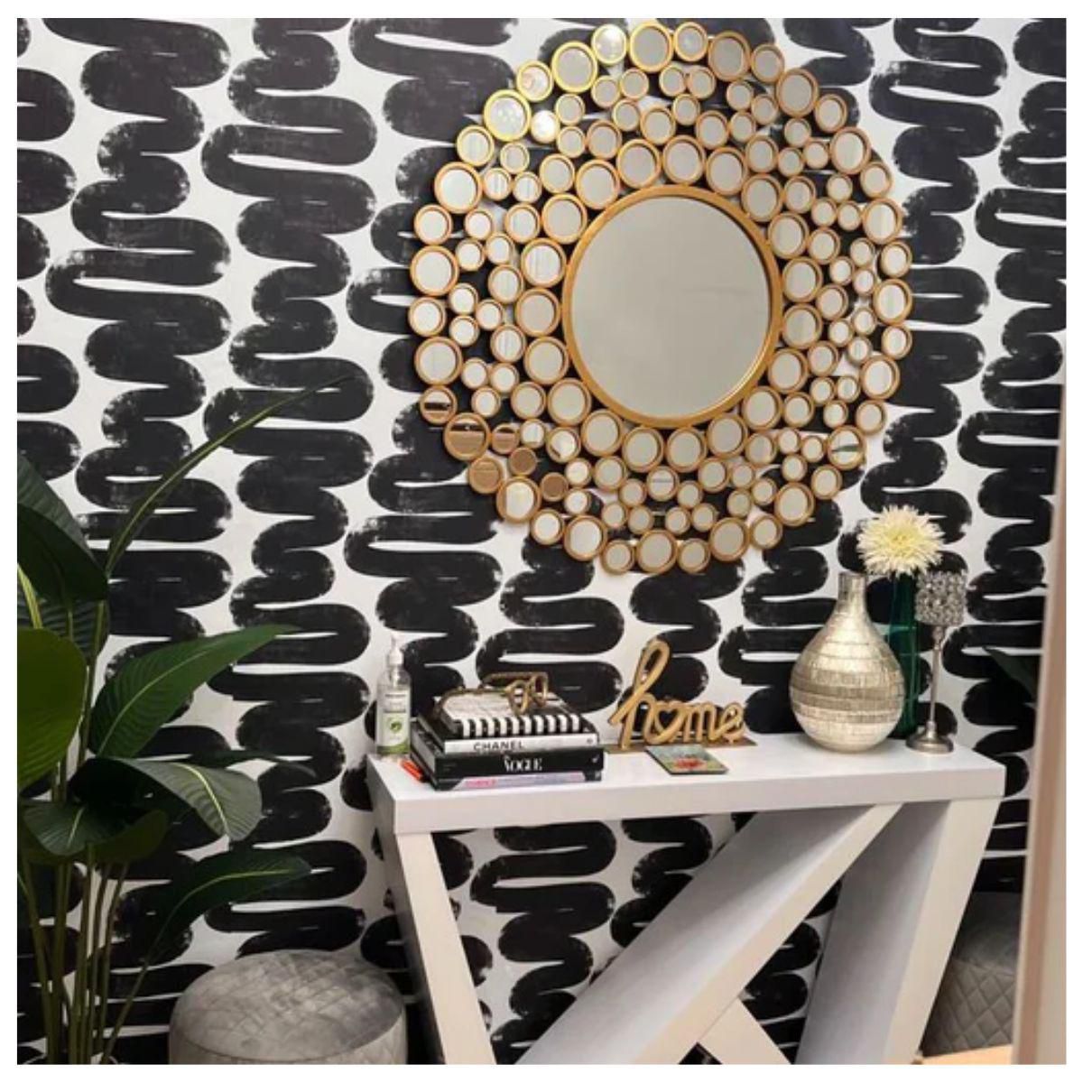 Baddow Walla Mirror with a gold brass metal frame