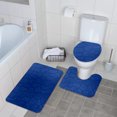 thumbnail image 2 of Clearance 3 Piece Rock Memory Foam Bathroom Mat Set Flannel Embossed Rug Mat Toilet Lid Cover 19 Toilet Mat U Shape, 2 of 4
