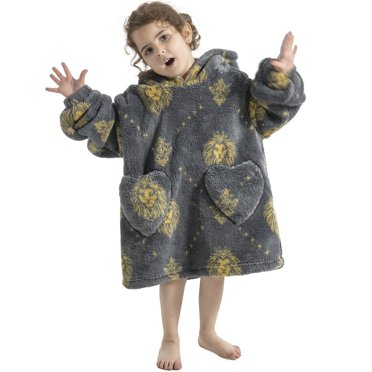 Kids Hoodie Blanket Oversized Wearable Blanket Hoodie Flannel Warm Giant Hooded Blanket Cozy Soft Hoodie Sweater Blanket Unisex Sweatshirt Blanket with Long Sleeve One Size for Boys Girls