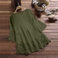 thumbnail image 4 of Soki 3/4 Length Sleeve Womens Boho Tops Cotton Linen Embroidered Shirts Plus Size Flowy Lace Tunic Peasant Blouses, 4 of 5