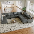 thumbnail image 1 of LLappuil Modular Sectional Sofa, 14 Seat Oversized Modular Sectional Sofa with Storage, Faux Leather Waterproof Sofa for Living Room, 1 of 9