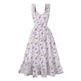 thumbnail image 4 of Ovzne Robes d'Été pour Femmes 2025 Robe de Plage Robe Décontractée pour Femmes Imprimée d'Été Grand Ourlet Sans Manches Robe à Col en V Robe de Vacances Imprimée Liquidation, 4 of 7