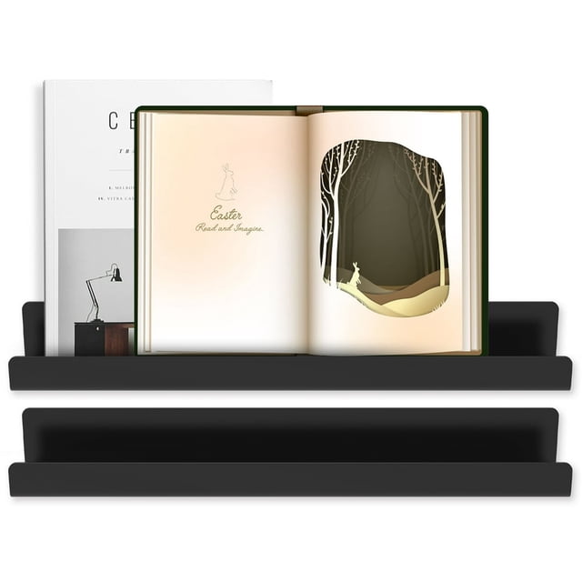 2 Pcs Bibliothèque Magnétique pour Tableau Blanc Étagère d'Exposition de Livres Flottante Magnétique en Acrylique Réutilisable pour Chambre d'Enfants Classe d'Enseignant Réfrigérateur
