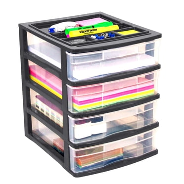 Gracious Living 4 Drawer Desktop Countertop Storage w/ Organizer Lid, Black