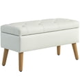 thumbnail image 1 of HOMCOM Banc Ottoman Rembourré avec Rangement avec Pattes en Bois, Blanc Crème, 1 of 10