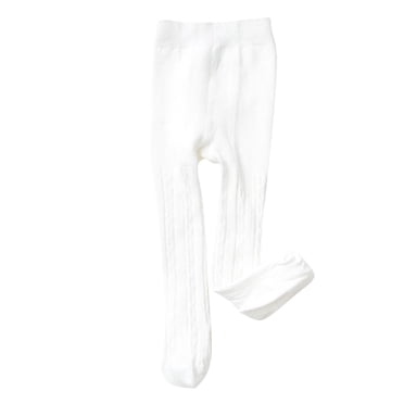 Splozh Cotton Tights for Kids Kids Baby Girls Tights Toddler Cable Knit Warm Leggings Seamless Stretchy Stockings Pantyhose Winter Socks White,2-3 Years