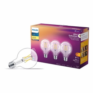 Philips LED Ultra Definition 40W Globe (G25) Soft White WarmGlow Glass Clear (3-pack)