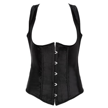 Pitauce Corset en Similicuir pour Femmes avec Bretelles, Gaine Taille sous-Poitrine, Steampunk, Bustier à Lacets, Shapewear