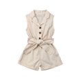 thumbnail image 1 of Faithtur Baby Girl Sleeveless Romper Button Shorts with Belt Jumpsuit, 1 of 1