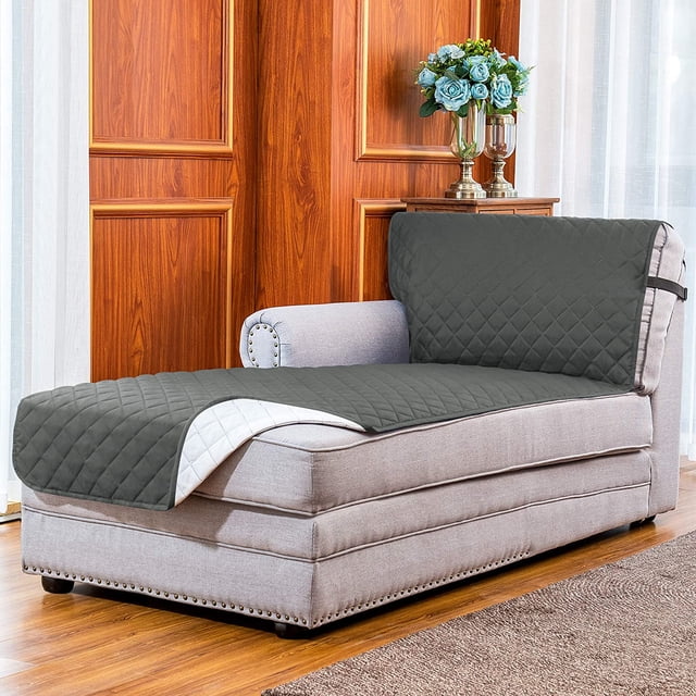 Subrtex Chaise Sofa Cover Reversible Slipcover with Elastic Straps