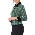 thumbnail image 4 of INSPIRE CHIC Blazer en Tweed à Carreaux Élégant en Velours à Col pour Femme G Vert, 4 of 6