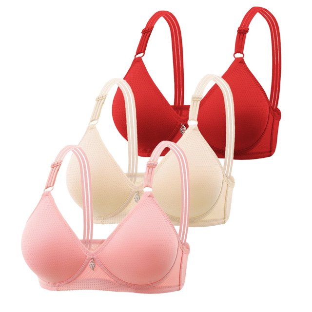 Yuyuzo 3PCS Push up Bras for Women Wireless Adjustable Strap Full Coverage Comfortable Everyday Bra