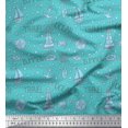 thumbnail image 1 of Soimoi Blue Modal Satin Fabric Yacht & Direction Compass Nautical Print Fabric by the Yard 42 Inch Wide, 1 of 3